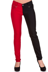 NIGHT AFTER NIGHT HALF RED/BLK PANTS - TBN433