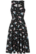 BLACK MARILOU SWALLOWS DRESS - DR17042