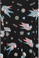 BLACK MARILOU SWALLOWS DRESS - DR17042