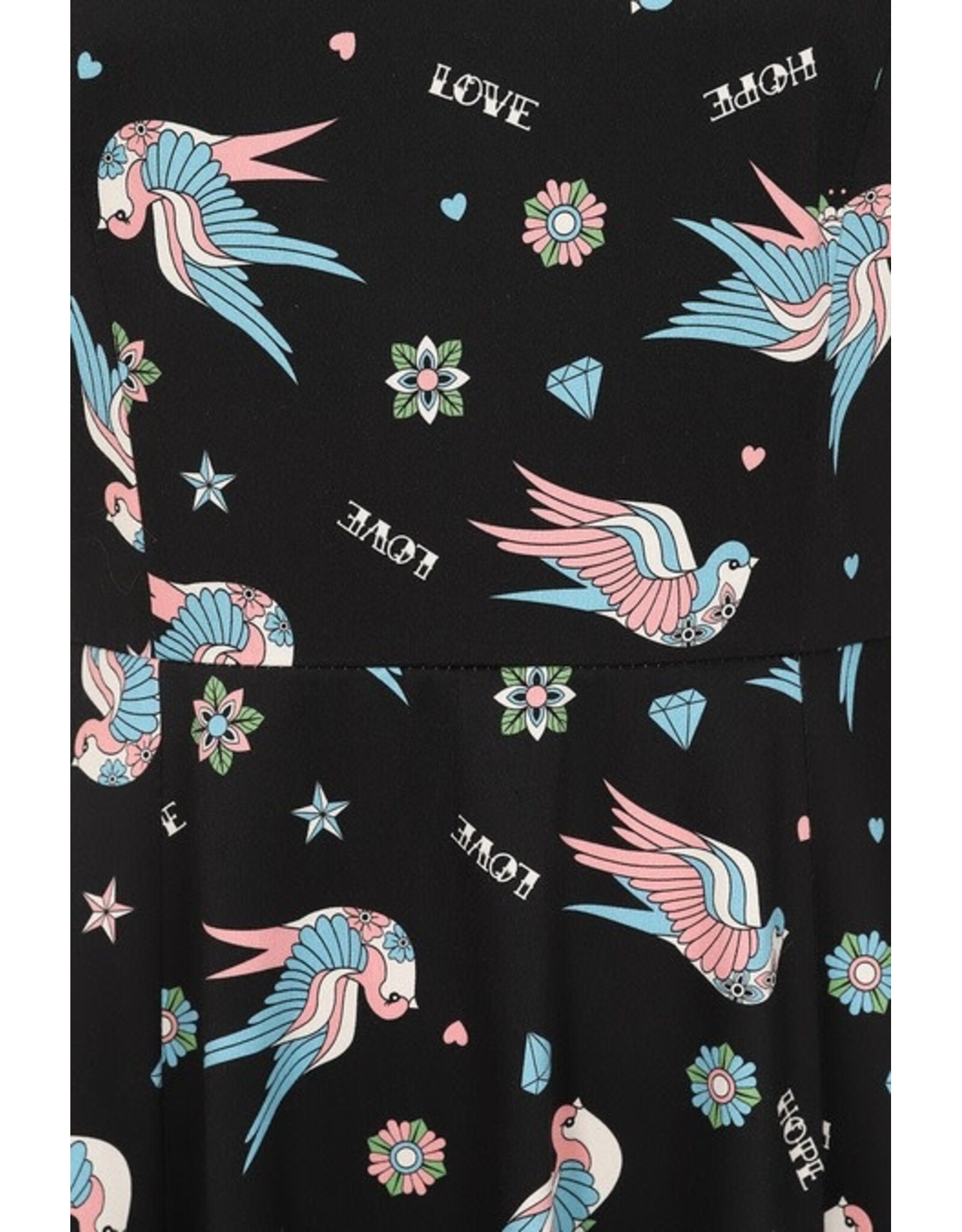 BLACK MARILOU SWALLOWS DRESS - DR17042