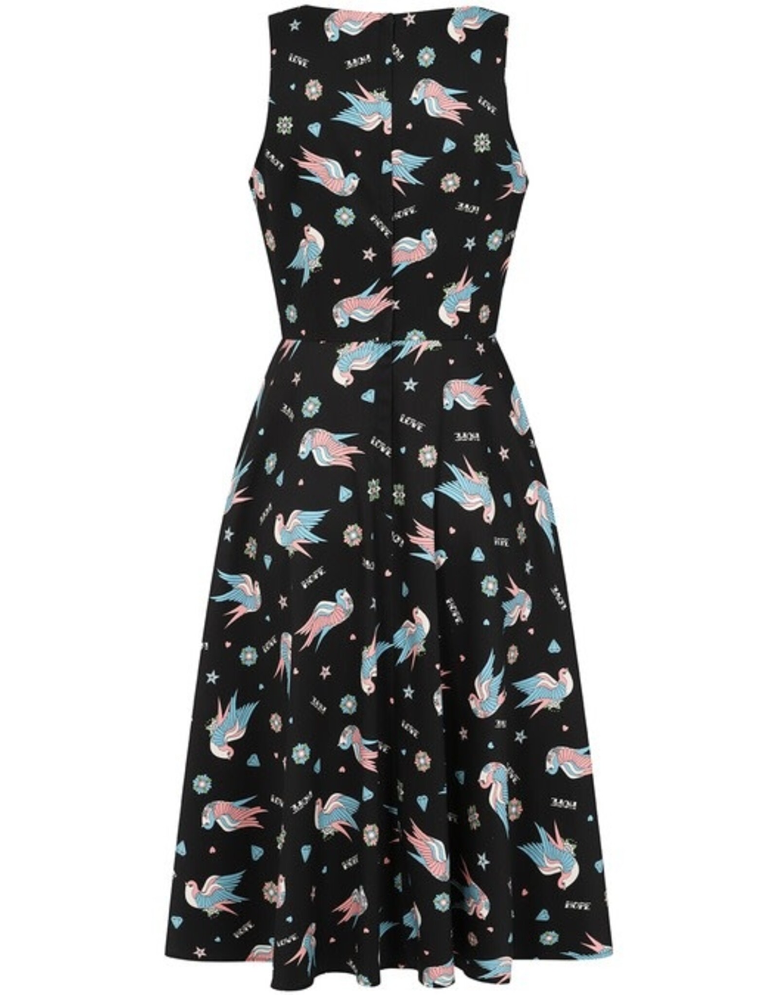 BLACK MARILOU SWALLOWS DRESS - DR17042