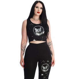 SPACE KITTY CROPPED TOP BLACK - TP10441