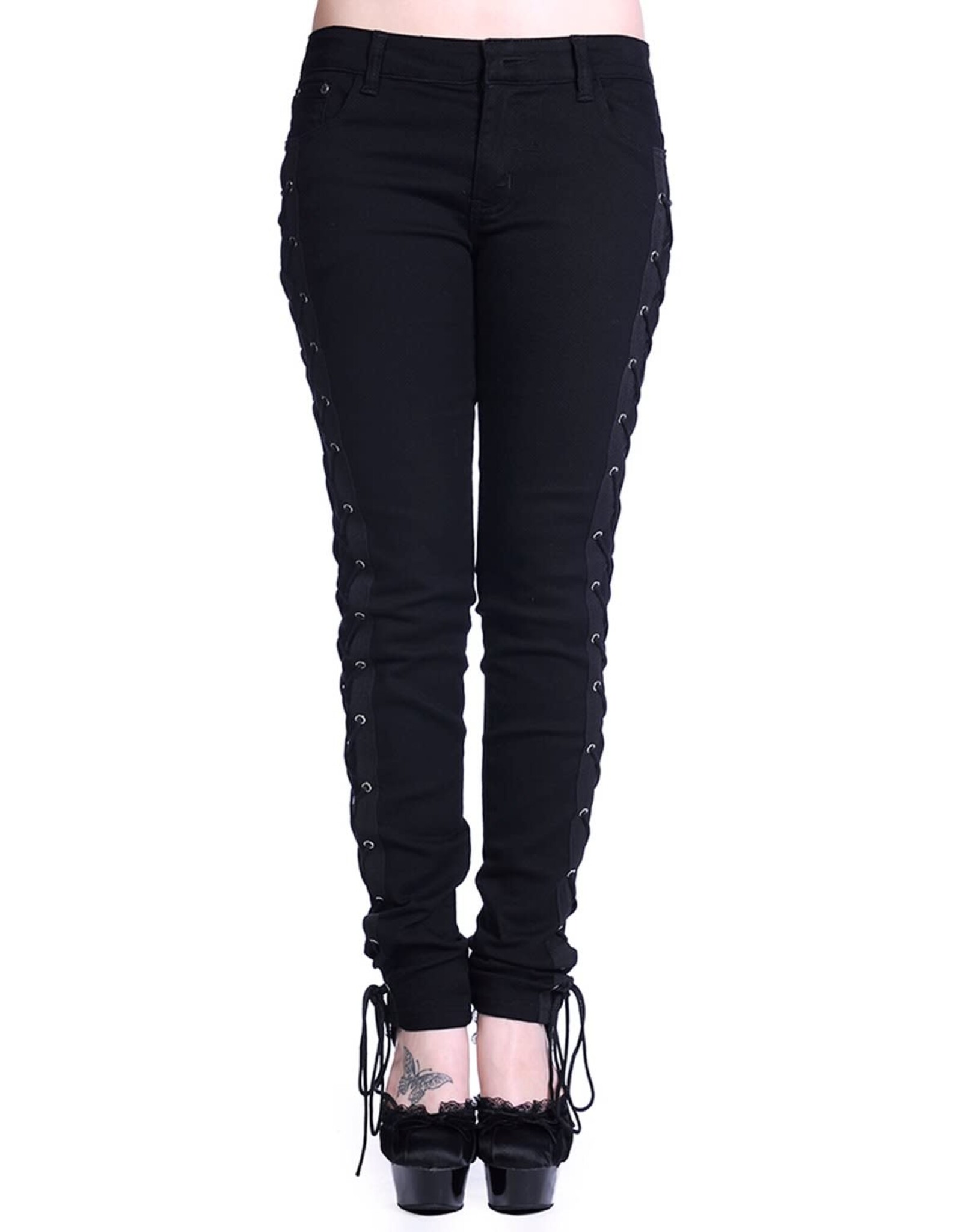 Corset Style Black Skinny Jeans