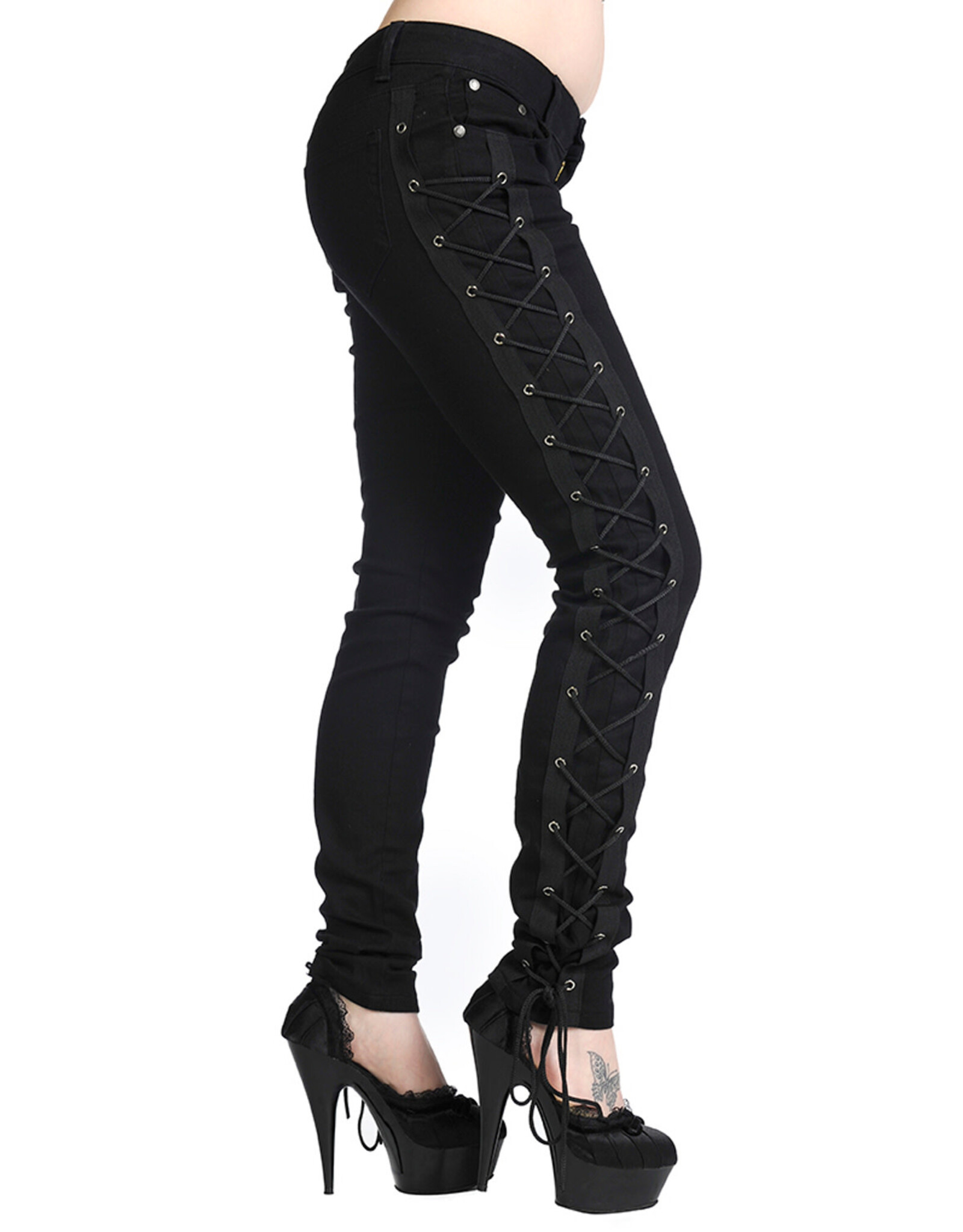 Corset Style Black Skinny Jeans