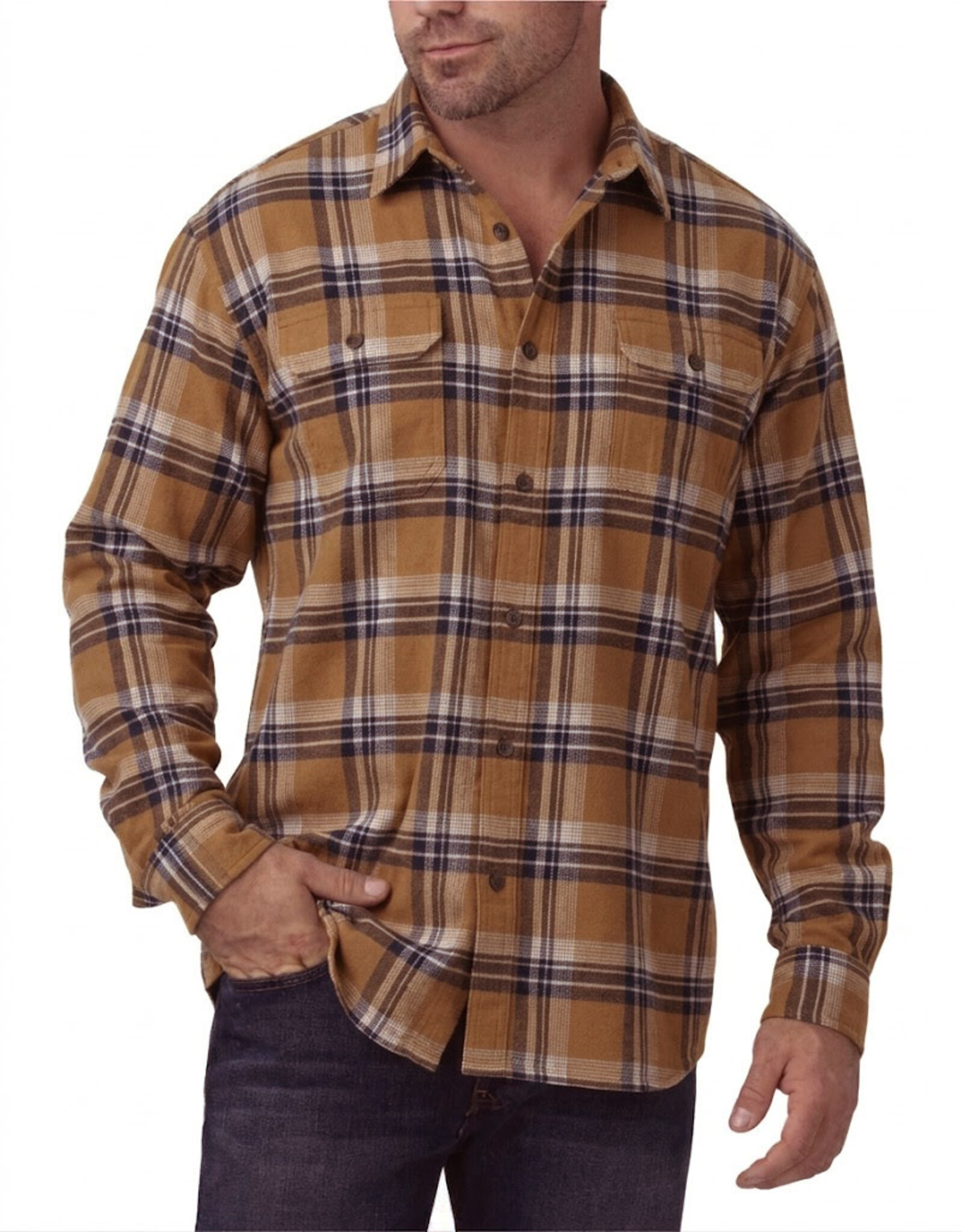 DICKIES FLEX Long Sleeve Flannel Shirt Casual Rinsed Olive Green - WL650A1V