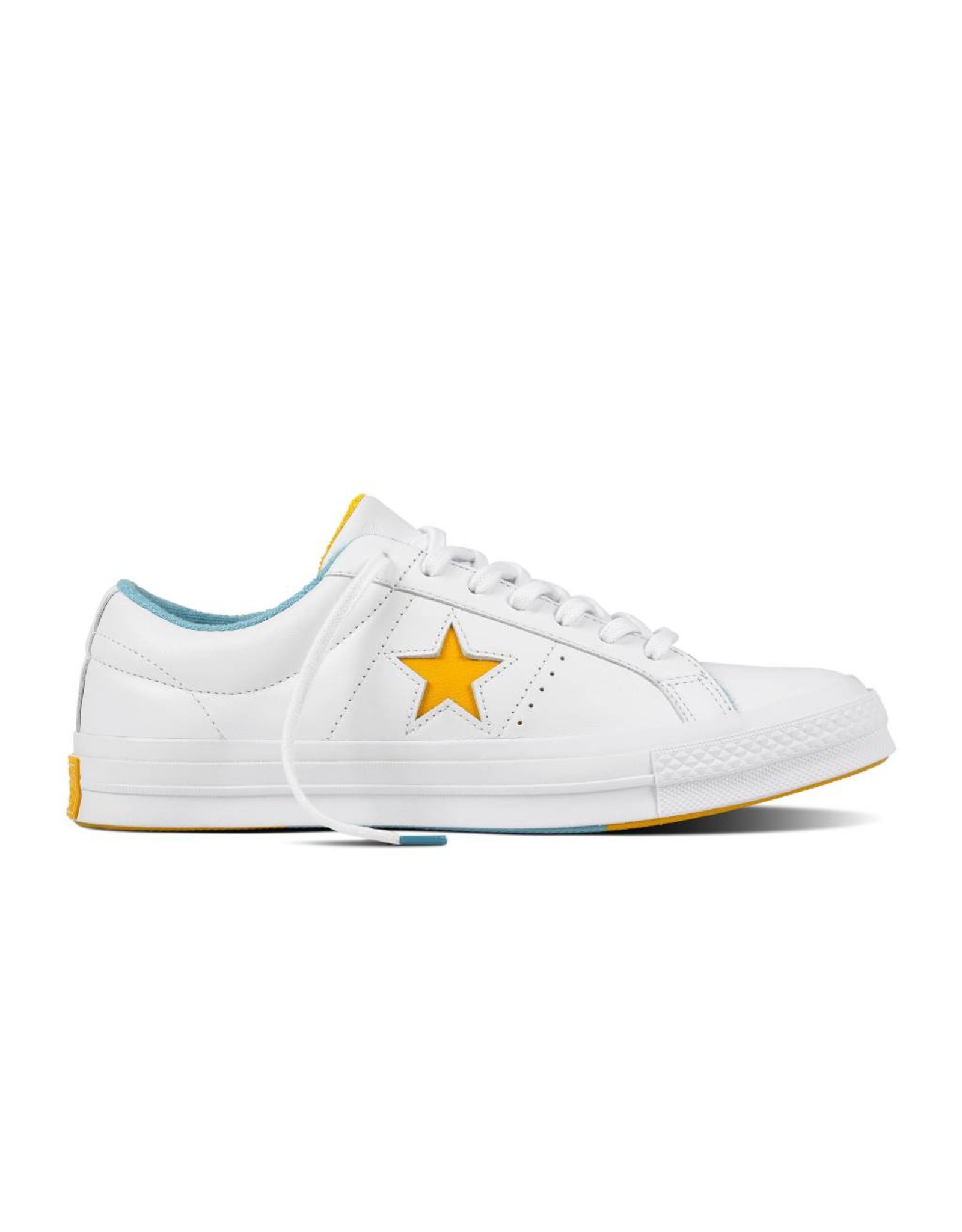 CONVERSE ONE STAR OX CUIR WHITE/MINERAL YELLOW C887MY-160593C