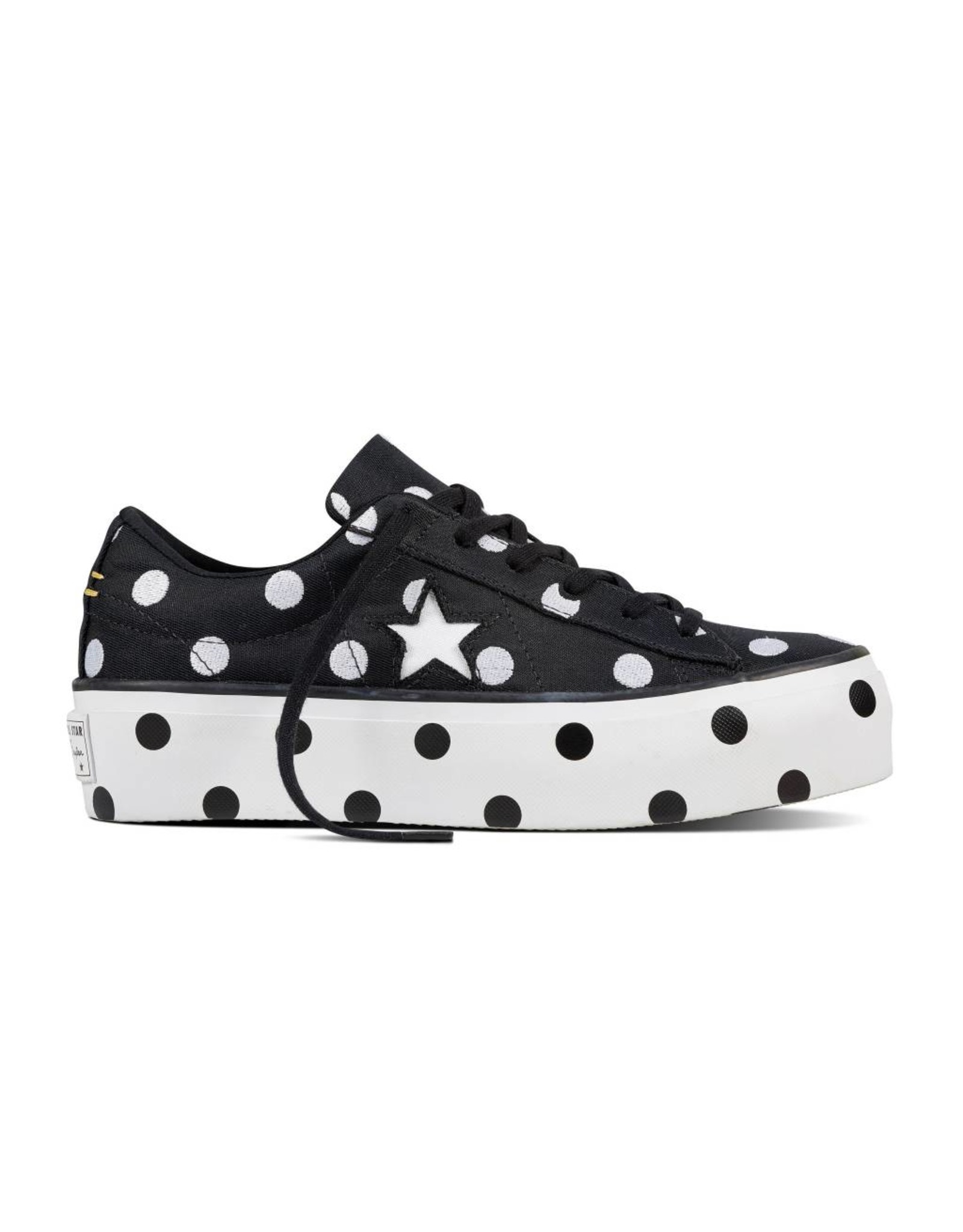 one star platform embroidered dots