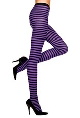MUSIC LEGS - Purple/Black Striped Pantyhose