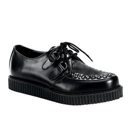 CREEPER-602 1" Platform Black Leather Creeper-D1B