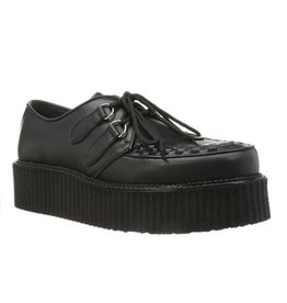 V-CREEPER-502 2" Platform Black Vegan Leather Creeper-D3VB