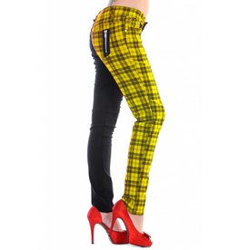 Half Black Checkered Yellow Pants