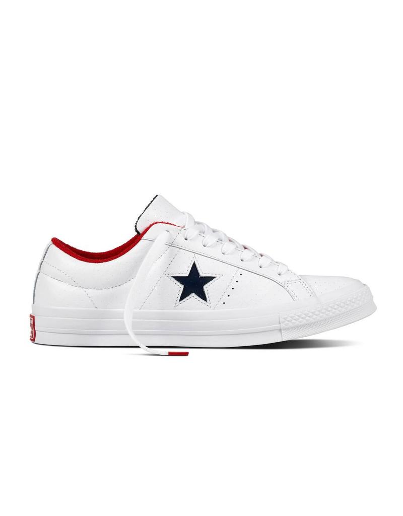 CONVERSE ONE STAR OX CUIR WHITE/ATHLETIC NAVY CC887AN-160555C CONVERSE ONE STAR OX CUIR WHITE/ATHLETIC NAVY CC887AN-160555C