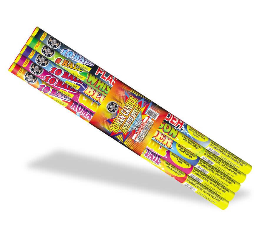 Cutting Edge Roman Candle Assorted 10 Ball, CE - Pack 5/1