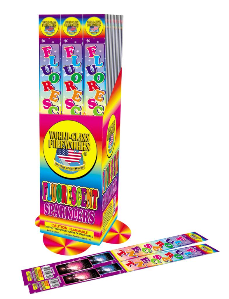 World Class Fluorescent Sparklers 14-in, WC - Pack of 4