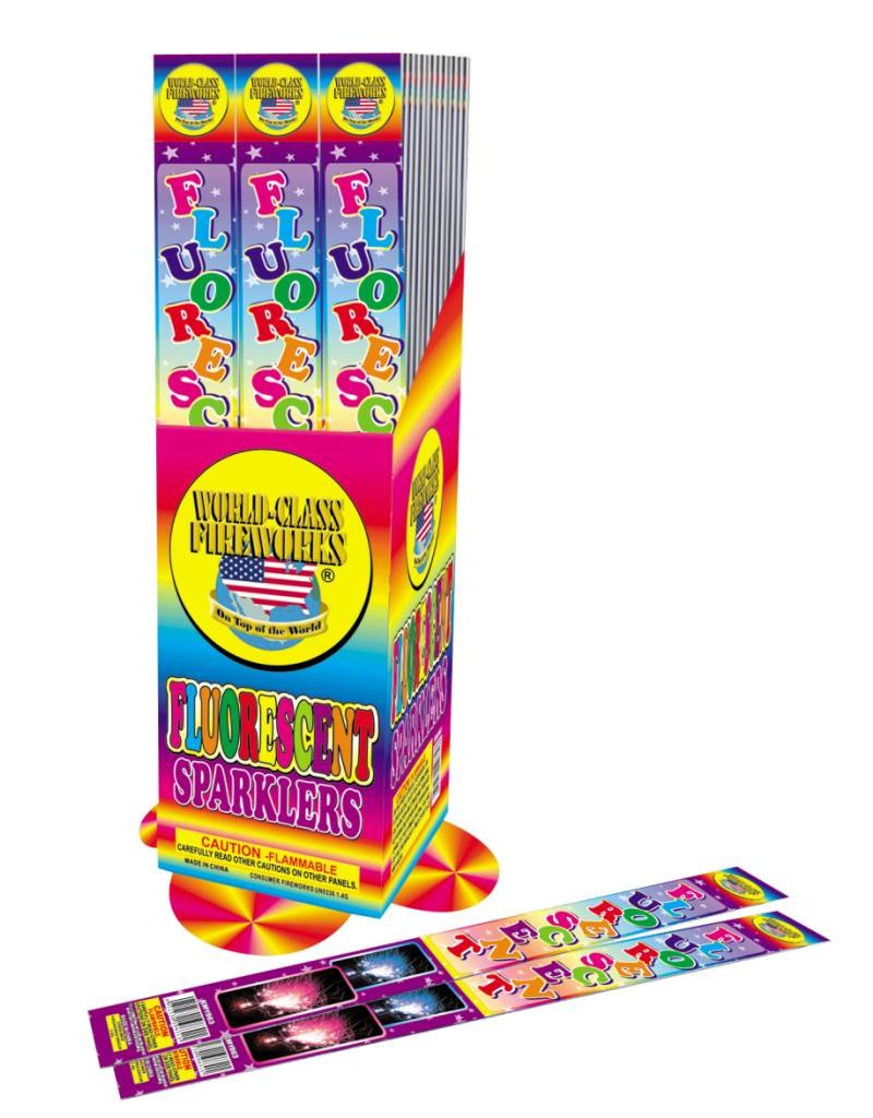 World Class Fluorescent Sparklers 14in - Case 144/4
