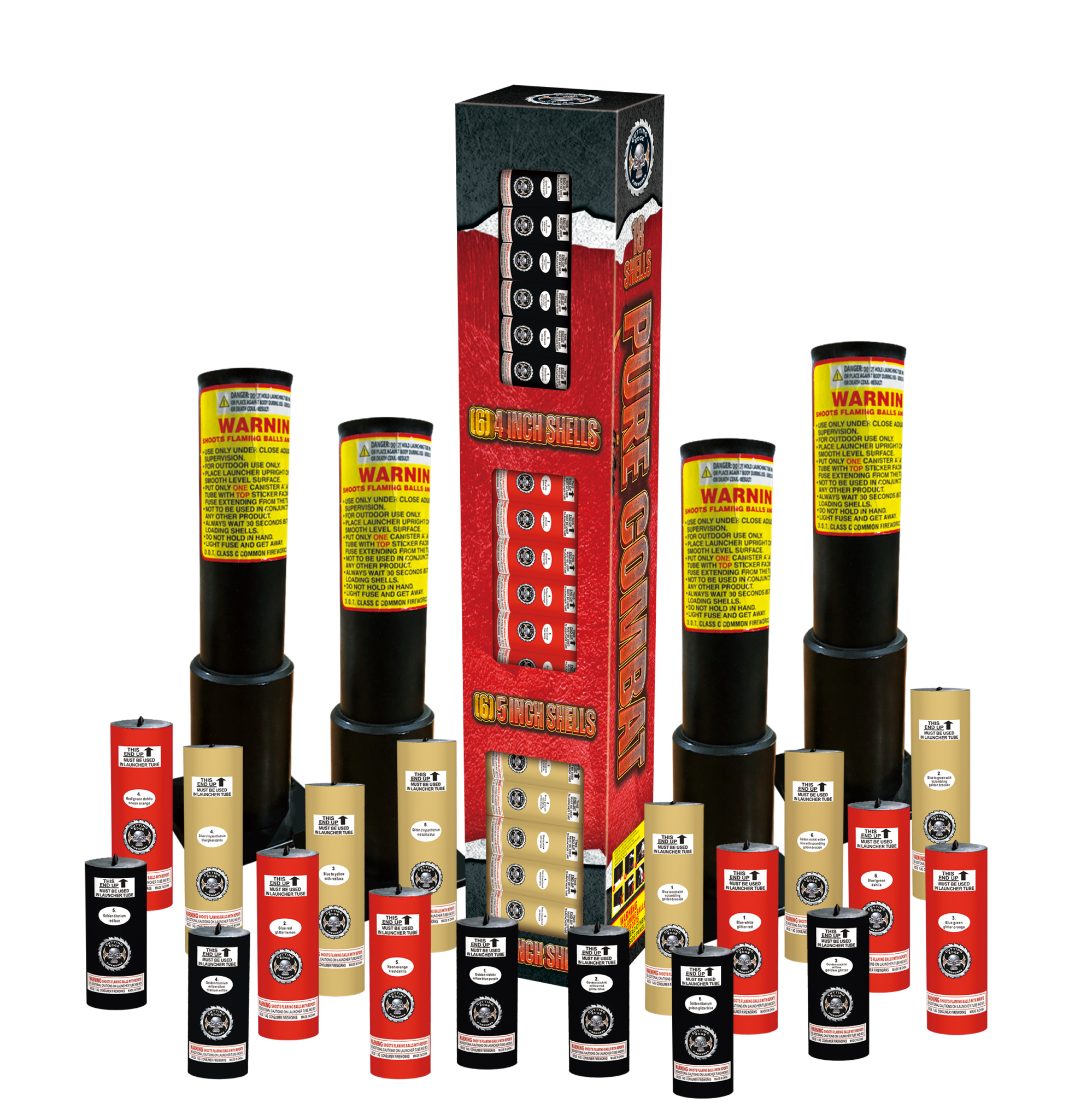 Pure Combat 4/5/6-in Canisters - Box of 18 - AAH Fireworks