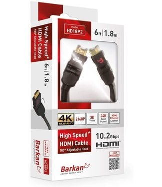 Barkan Barkan HD18P2 6' HDMI Cable w. 180 Degree Adjustable Head