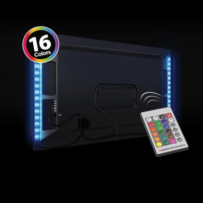 Monster 16 Color, 2 Strips LED Lights, TV Backlight Kit with Remote (OTB02)