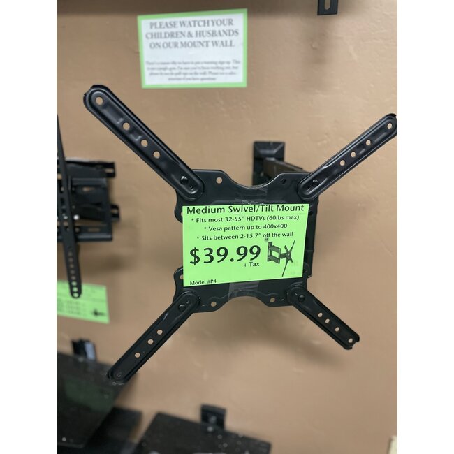 MEDIUM UNIVERSAL SWIVEL MOUNT Fits Most 32-55” LED LCD OLED Plasma Articulating Swivel Model P4