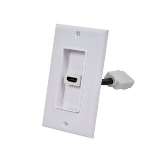 Monoprice 1-port 2-piece Inset Wall Plate with 4in Built-in Flexible High Speed HDMI Cable With Ethernet, White (#7330)