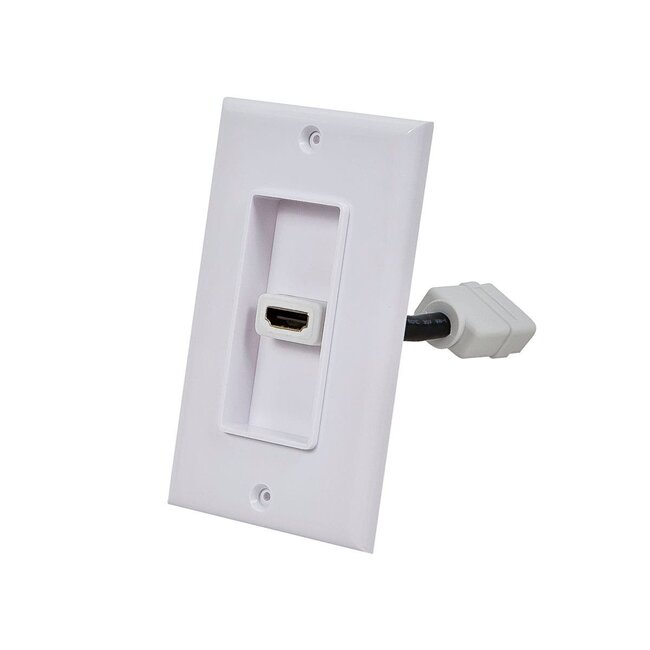 Monoprice 1-port 2-piece Inset Wall Plate with 4in Built-in Flexible High Speed HDMI Cable With Ethernet, White (#7330)