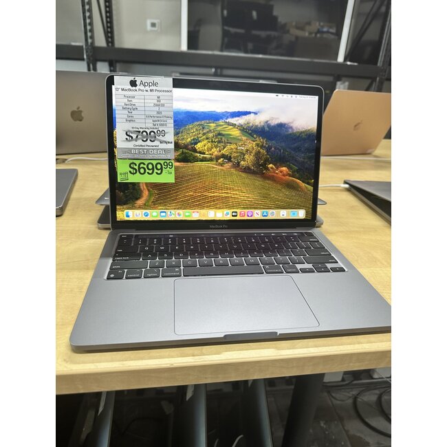Apple 13" MacBook Pro Retina M1 8-Core CPU, 8-Core GPU, 8GB Ram, 256GB SSD 2020
