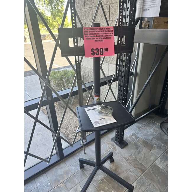 FULLY ASSEMBLED Mobile TV Cart/Stand for 32-60 Inch LCD LED Flat/Curved Panel Screen TVs, Tilt TV Cart Holds up to 88Lbs Portable Stand Rolling Floor Max VESA 400x400mm