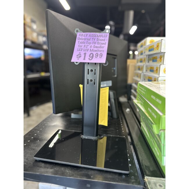 FULLY ASSEMBLED Universal TV Stand - Table Top TV Stand for 32" & Smaller LED LCD Monitors