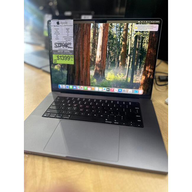 16" MacBook Pro Retina M1 Pro 10-Core CPU, 16-Core GPU, 16GB Ram, 1TB SSD 2021