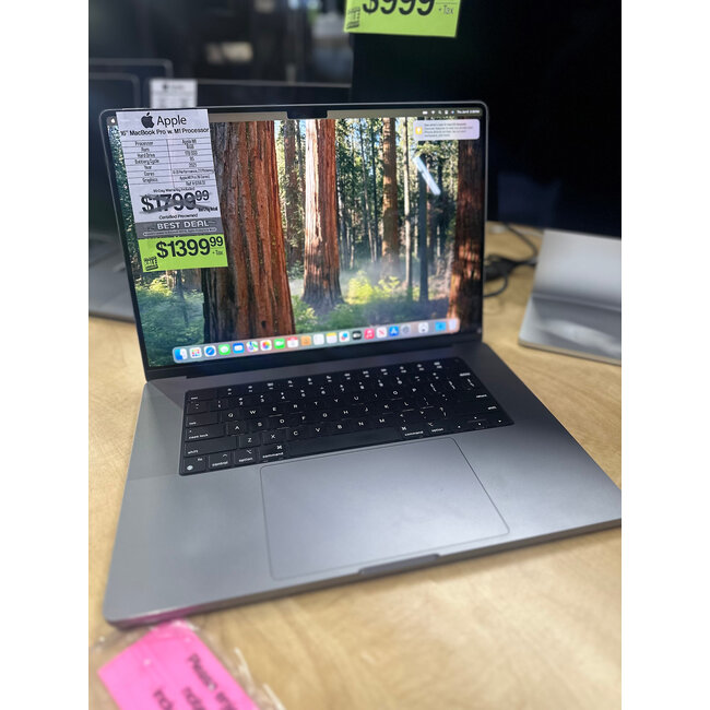 16" MacBook Pro Retina M1 Pro 10-Core CPU, 16-Core GPU, 16GB Ram, 1TB SSD 2021