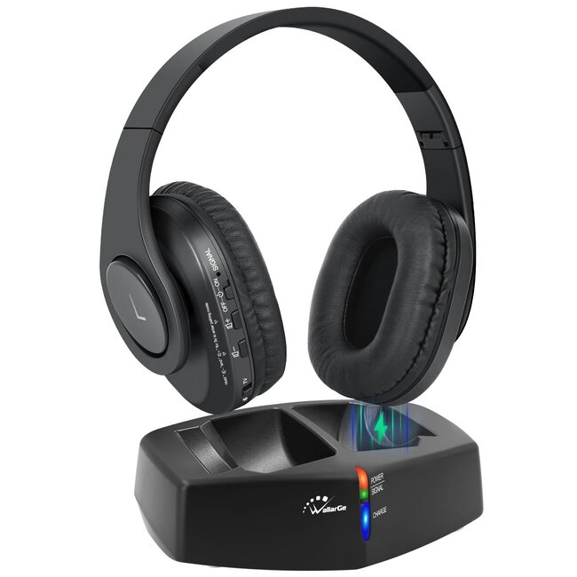Wireless Headphones for TV Watching, Easy Setup and Comfortable Bluetooth Headphones with RF Transmitter Charging Dock