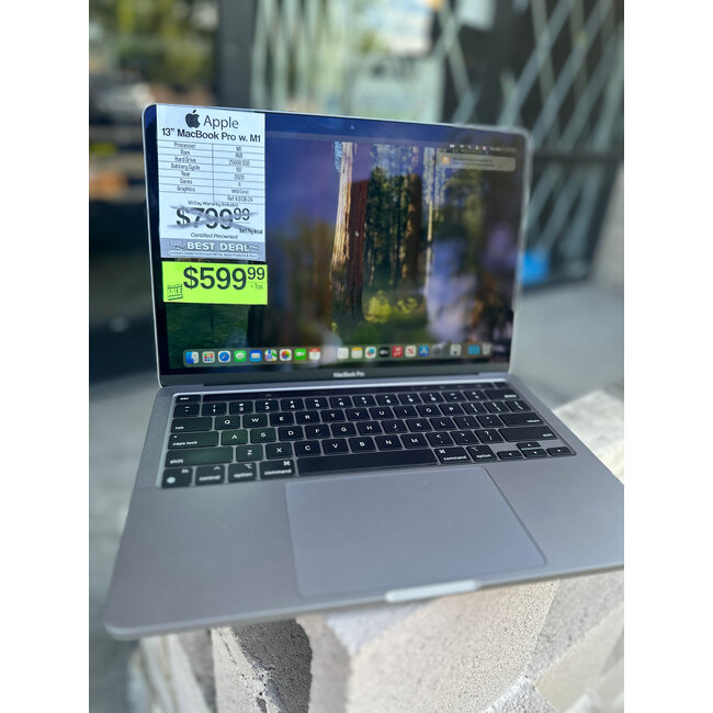 Apple 13" MacBook Pro Retina M1 8-Core CPU, 8-Core GPU, 8GB Ram, 256GB SSD 2020