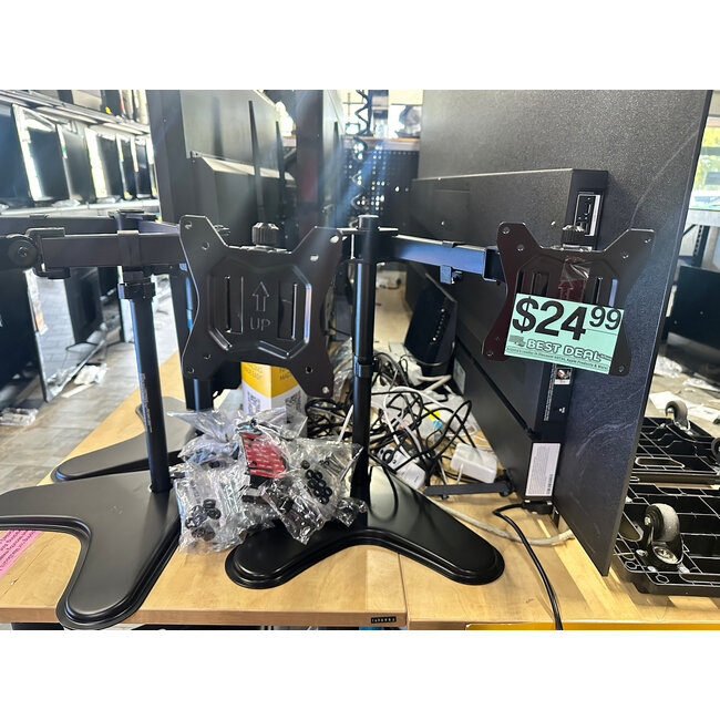 FULLY ASSEMBLED Universal Dual Monitor Stand  with Swivel, Tilt, Adjustable, VESA Stand 100 x 100mm, 75 x 75mm