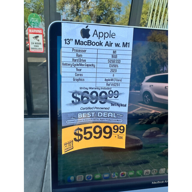 13" MacBook Air Retina 3.2 M1 16GB Ram 512GB SSD 2020