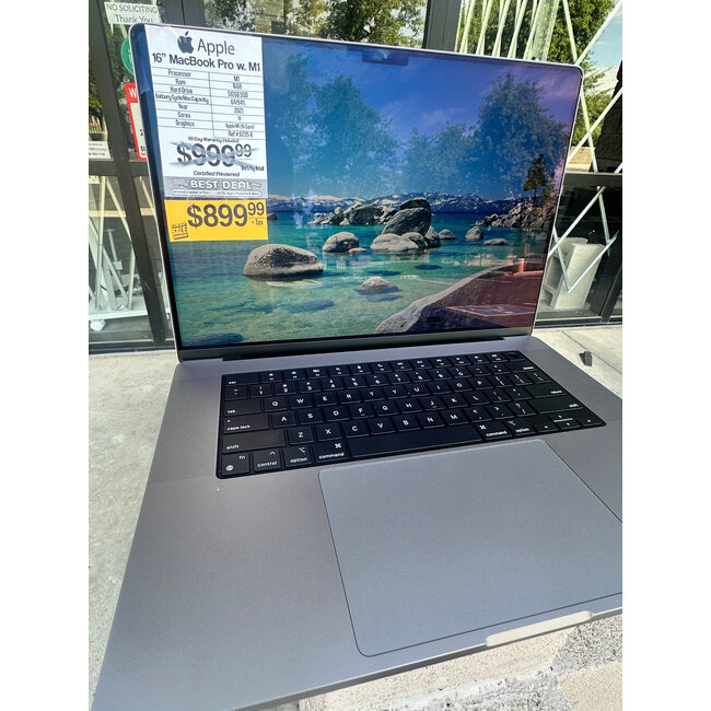 Apple 16" MacBook Pro Retina M1 Pro 10-Core CPU, 16-Core GPU, 16GB Ram, 512GB SSD 2021