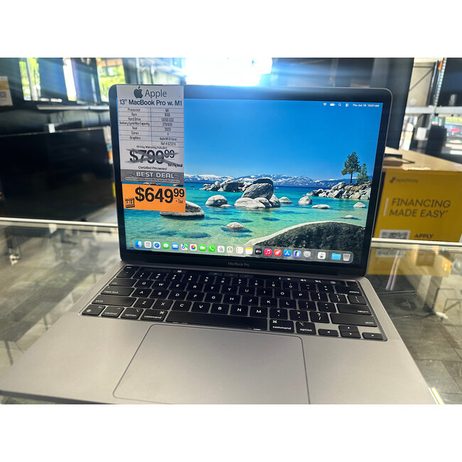 Apple 13" MacBook Pro Retina M1 8-Core CPU, 8-Core GPU, 16GB Ram, 512GB SSD 2020