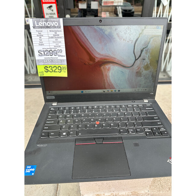 14" Lenovo T14 Gen 2 Laptop Windows PC 8GB Ram 256GB SSD