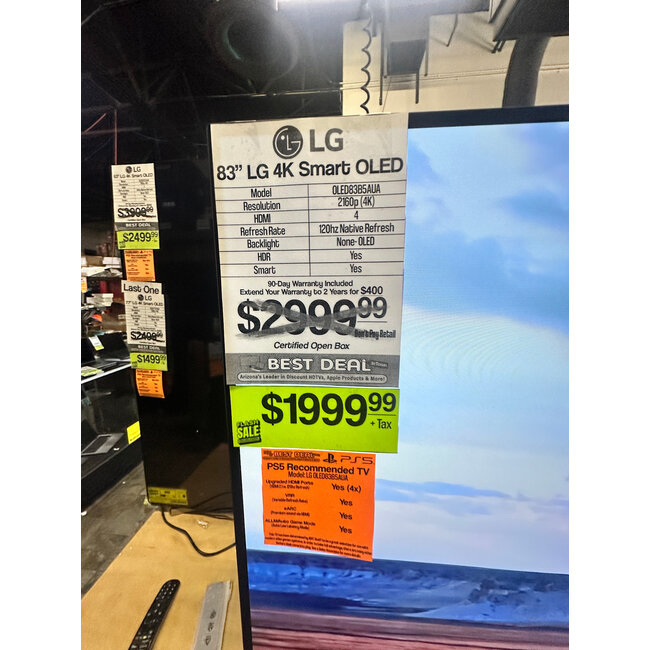 LG 83" LG 4K OLED HDR Smart OLED83B5AUA