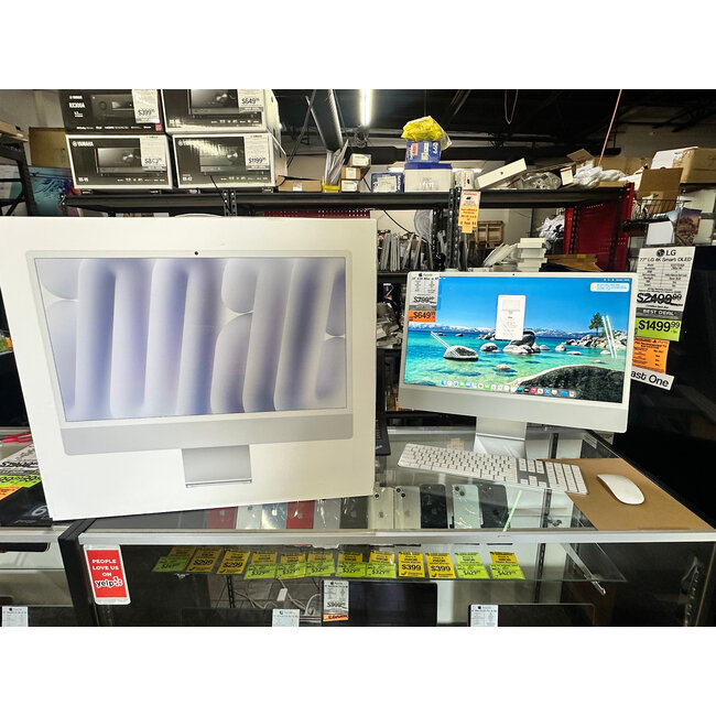 Apple 24" 4.5K iMac 3.2 M1 8GB RAM 256GB SSD 2021 CPU = 8 Cores, GPU = 8 Cores 4 x Ports iMac 21,1 Magic Keyboard + Mouse Included w. Touch ID, Ethernet in Power