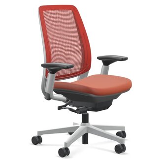 Steelcase Amia Air High End Ergonomic Office Chair Platinum Solid Frame, Scarlet Red Color