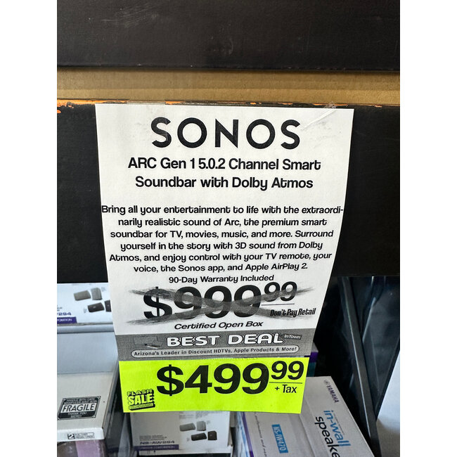Sonos Sonos - ARC Gen 1 5.0.2 Channel Smart Soundbar with Dolby Atmos