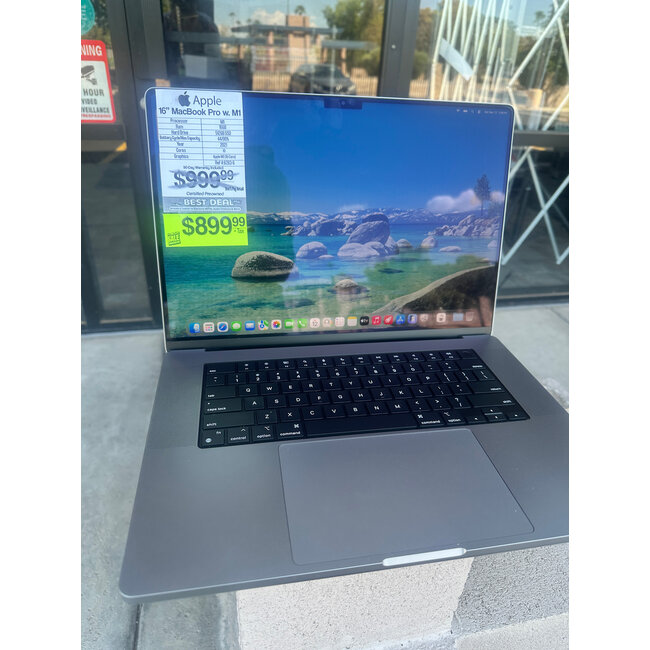Apple 16" MacBook Pro Retina M1 Pro 10-Core CPU, 16-Core GPU, 16GB Ram, 512GB SSD 2021