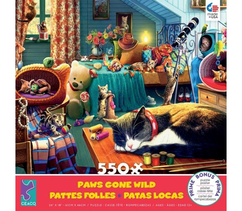Paws Gone Wild 550 Piece Puzzle- Kitten Play
