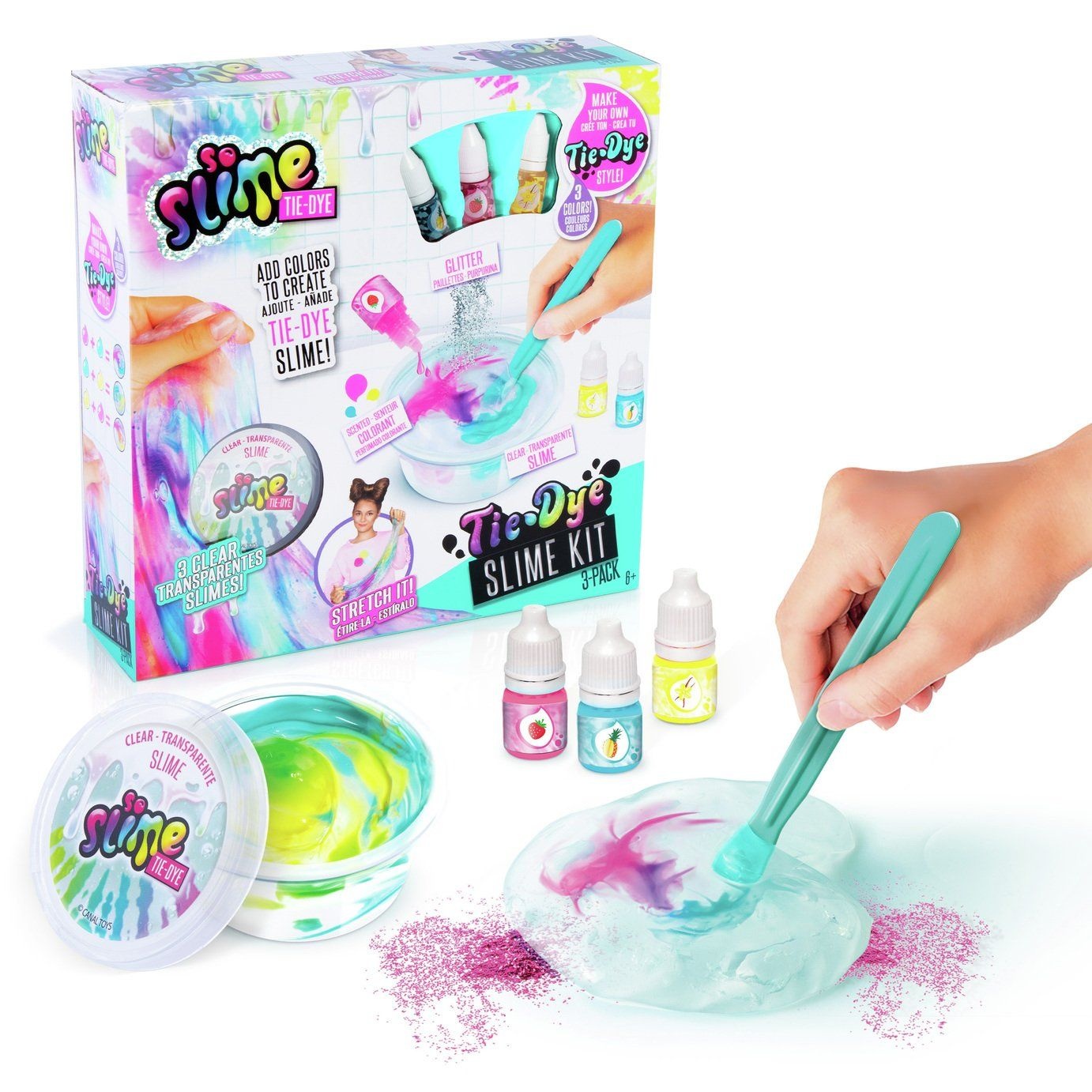 Tie Dye Slime Kit So Slime Premade Clear Slime Glitter & Colorants Canal  Toys