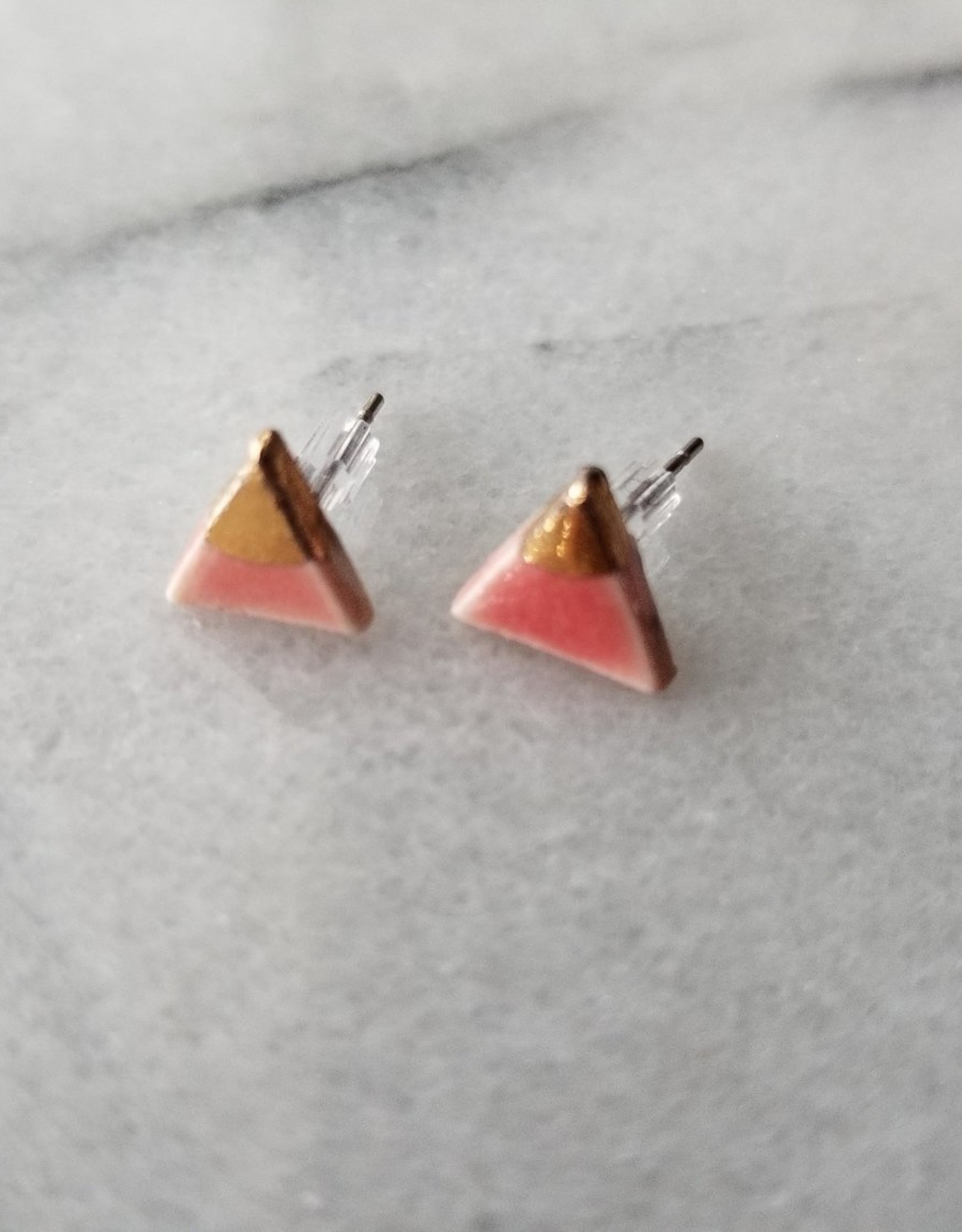 Crown & Heart Gold Dip Triangle Studs by Crown & Heart