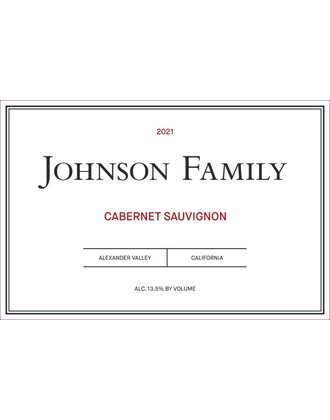 Johnson Family Cabernet Sauvignon Alexander Valley 2021 750ml