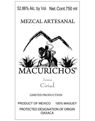 Macurichos Mezcal Artesanal Joven Cirial 750ml