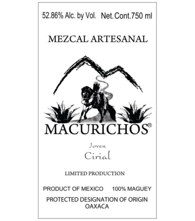 Macurichos Mezcal Artesanal Joven Cirial 750ml