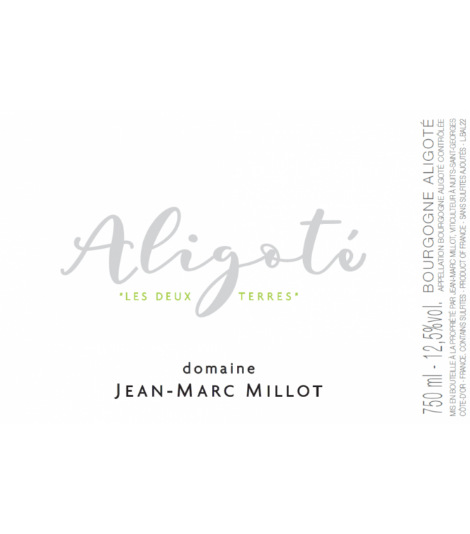 Jean-Marc Millot Bourgogne Aligote 'Les Deux Terres'  2023 750ml