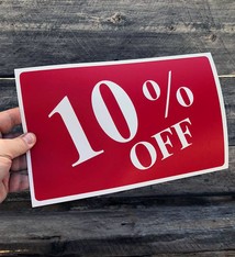 DSI5931 = Sign Plastic - "10% OFF" PLASTIC 7 X 11